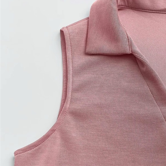 Pink Sleeveless Top and Wide-Leg Pants Set - Picture 4 of 9